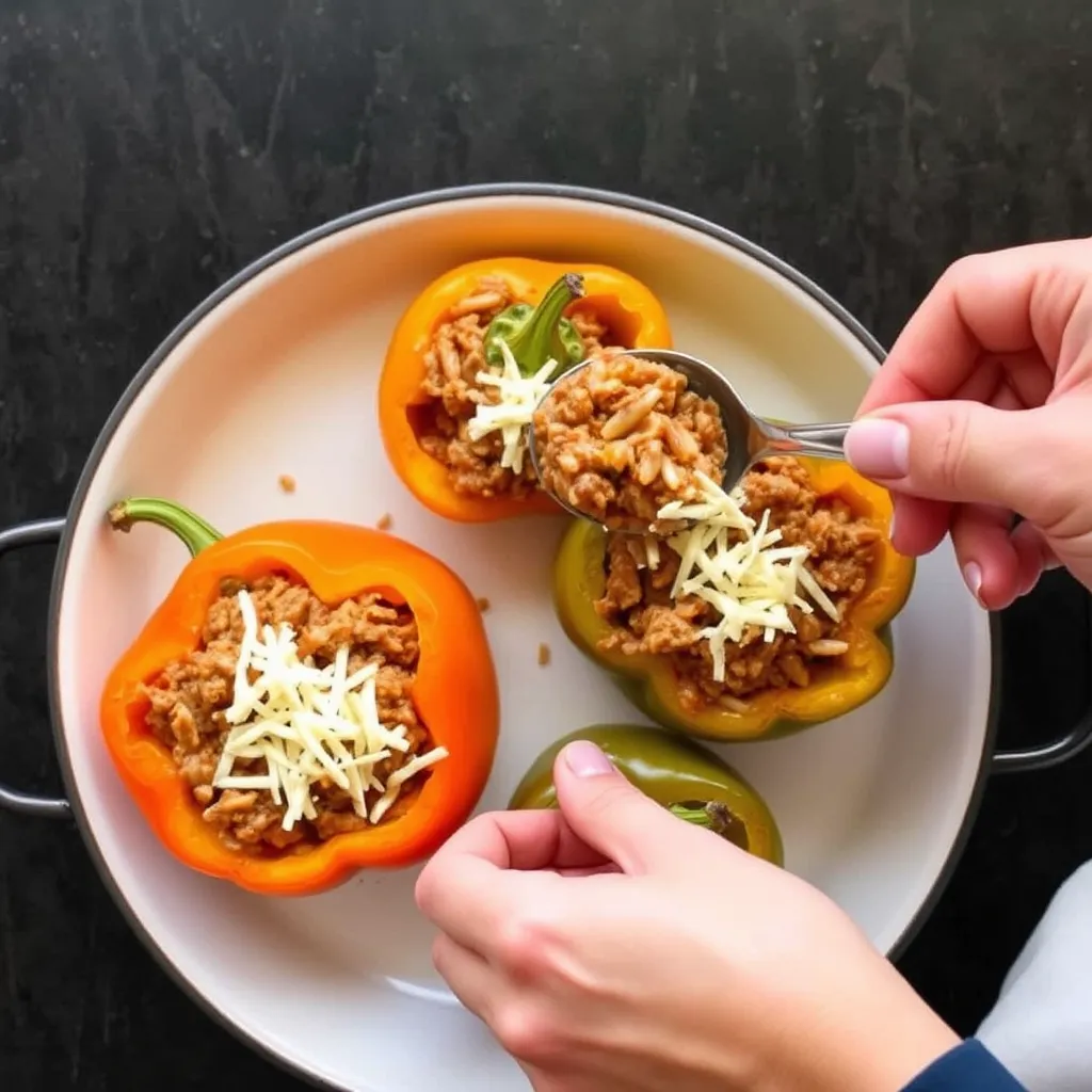 Jack O' Lantern Stuffed Peppers: A Spooky and Delicious Halloween Treat , Once the peppers are done, remove them from the oven and let them cool for a few minutes. Serve your adorable Jack O' Lantern stuffed peppers as a fun Halloween dinner or party dish!