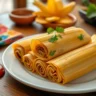 Freshly cooked frozen tamales served on a white plate, wrapped in corn husks, with cilantro garnish and a side of red chili sauce, perfect for a traditional Mexican meal