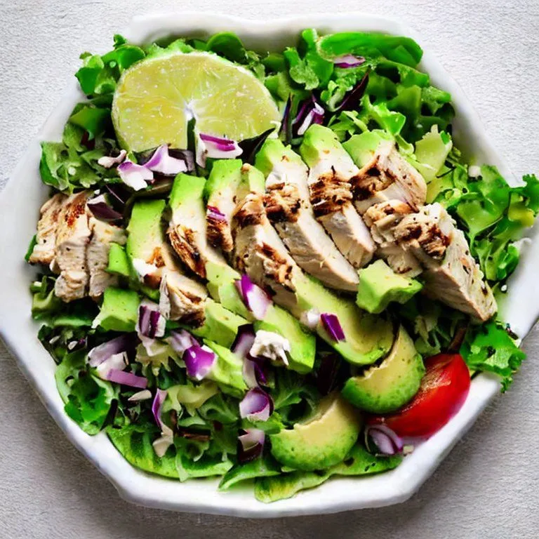 Avocado Chicken Salad with Chipotle and Lime in a white dish, captured with soft natural lighting
