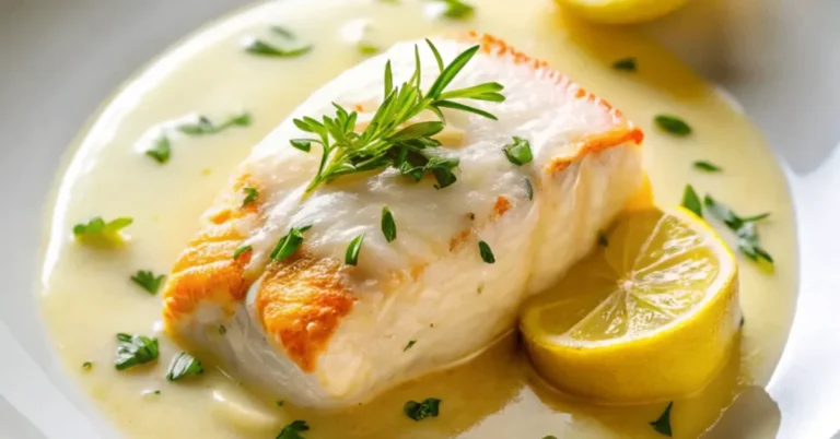 Delicious Baked Cod in Coconut Lemon Cream Sauce served with a creamy coconut and lemon sauce for a perfect seafood dinner