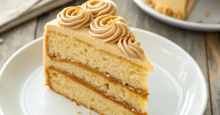 A rich and indulgent Caramel Coffee Buttercream Cake, captured with natural lighting and stunning texture detail