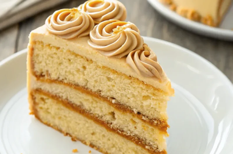 A rich and indulgent Caramel Coffee Buttercream Cake, captured with natural lighting and stunning texture detail