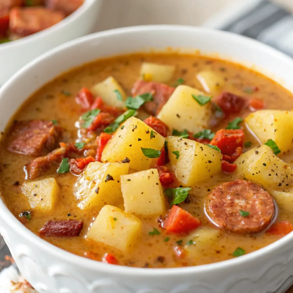 Warm, creamy, and spiced just rightโthis Cajun Potato Soup is comfort food with a Southern kick