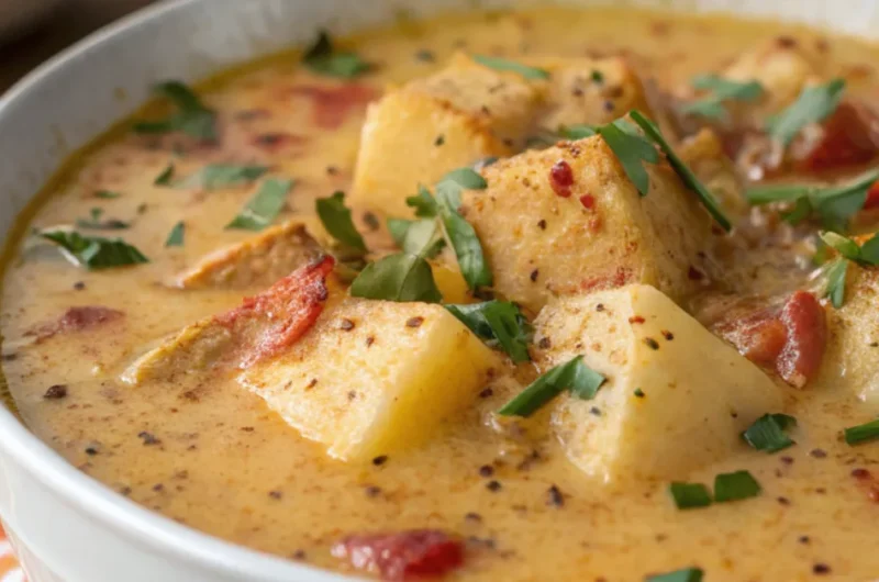 Hearty Cajun Potato Soup with Sausage and Cream
