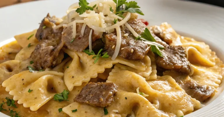 Easy Creamy Parmesan Garlic Beef Bowtie Pasta – The Ultimate Comfort Food