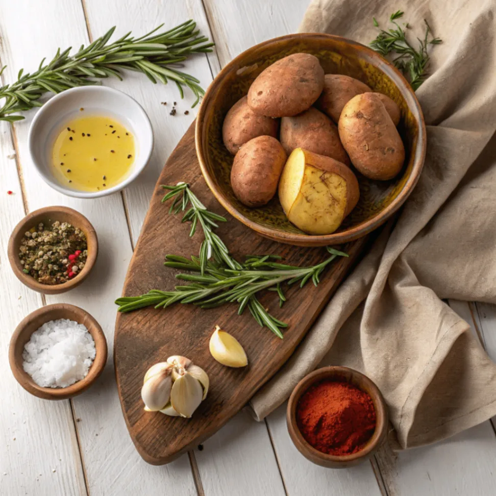 Essential fresh ingredients to make the best seasoned oven baked potato wedges at home