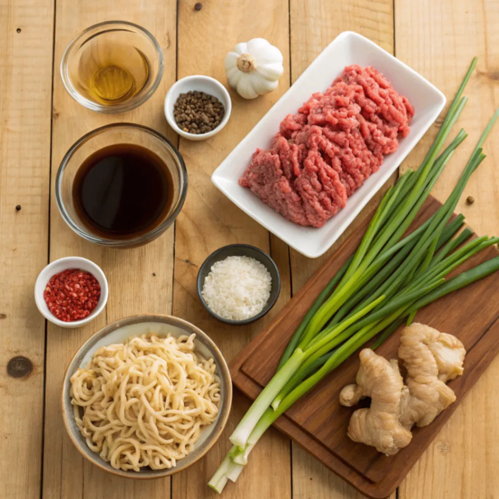 Everything you need to make this easy and flavorful Mongolian Ground Beef Noodles dish at home