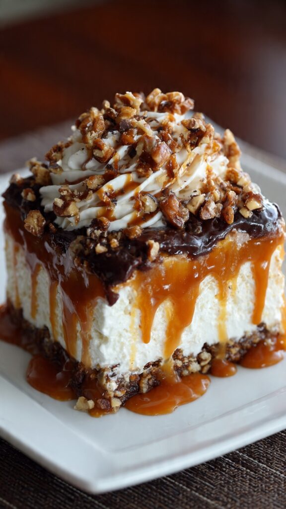 Caramel Turtle Poke Cake