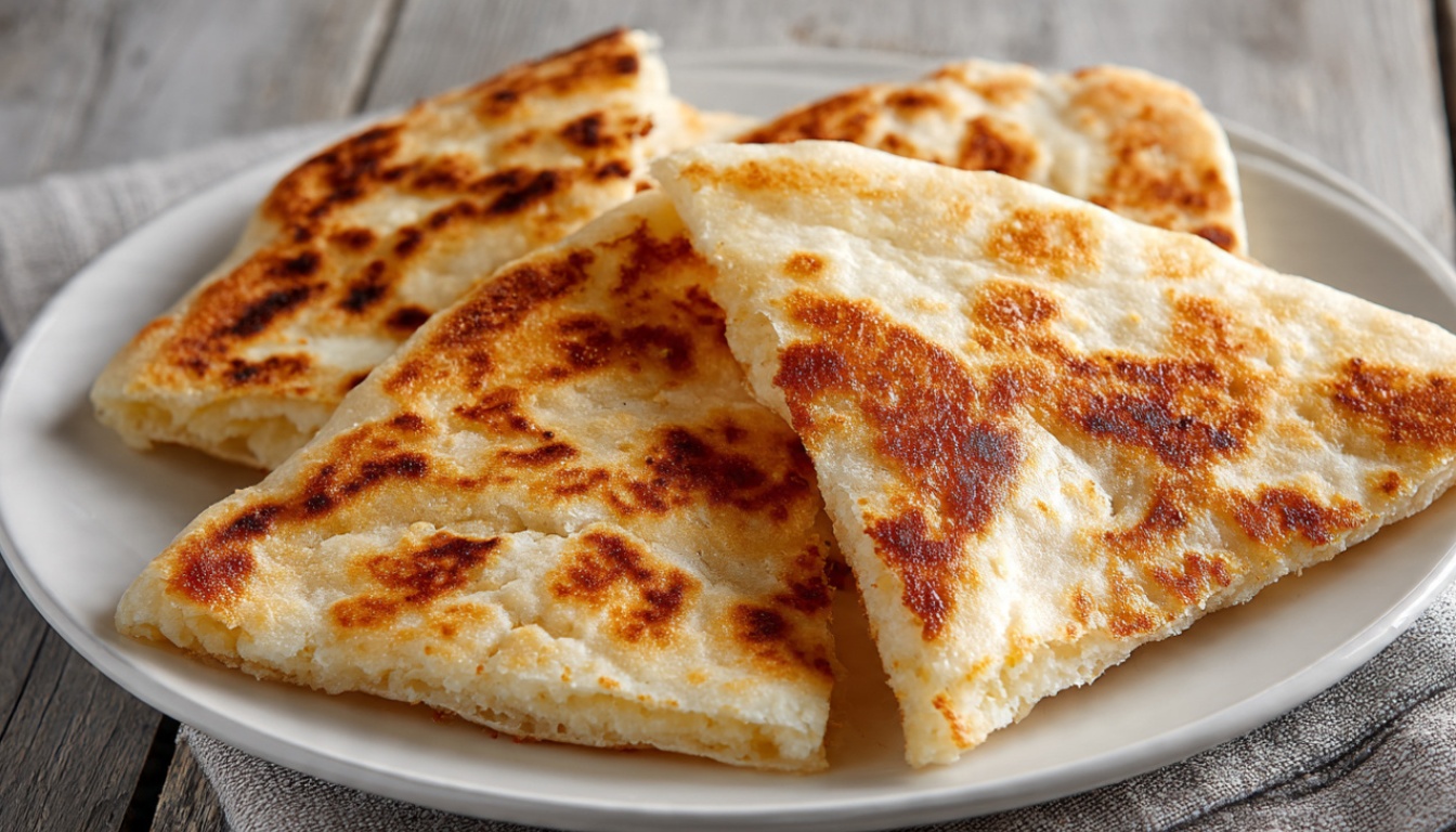 Irish potato bread cut into farls with golden crust and soft interior