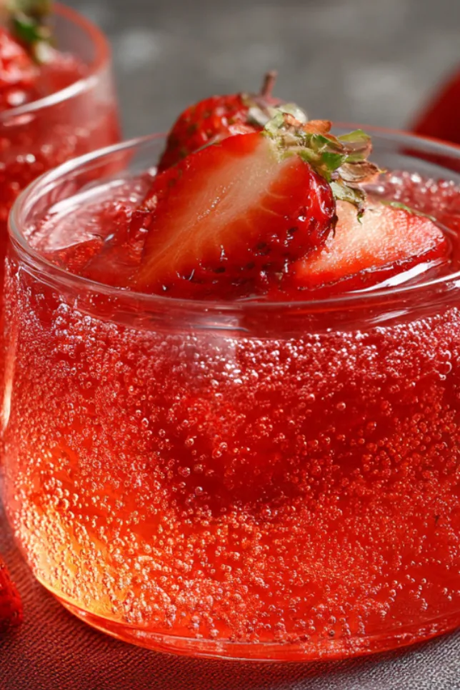 Smooth and glossy protein jello dessert with over 20 grams of protein per serving, perfect for meal prep and healthy snacking