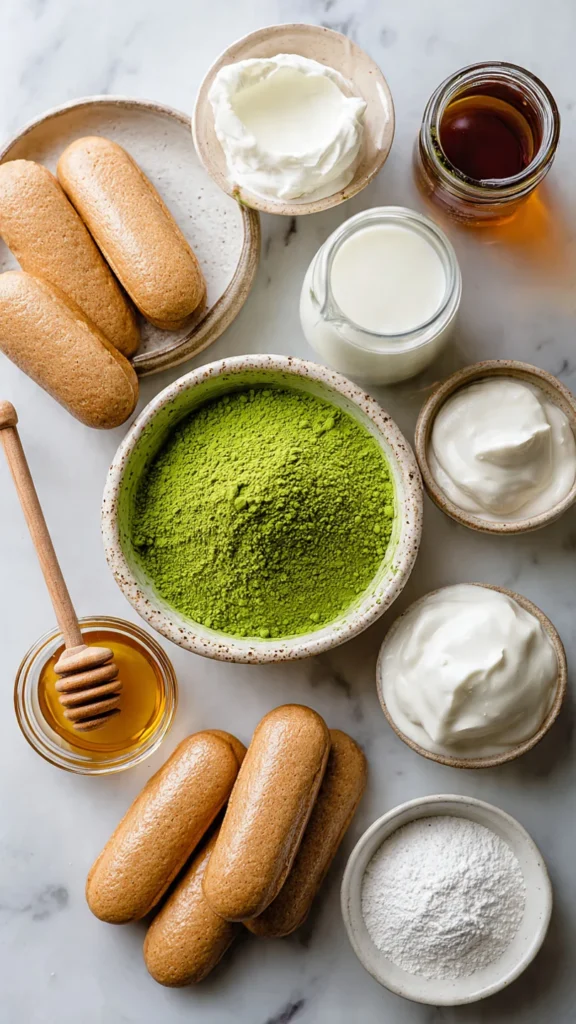 matcha-tiramisu-ingredients-mascarpone-ladyfingers
