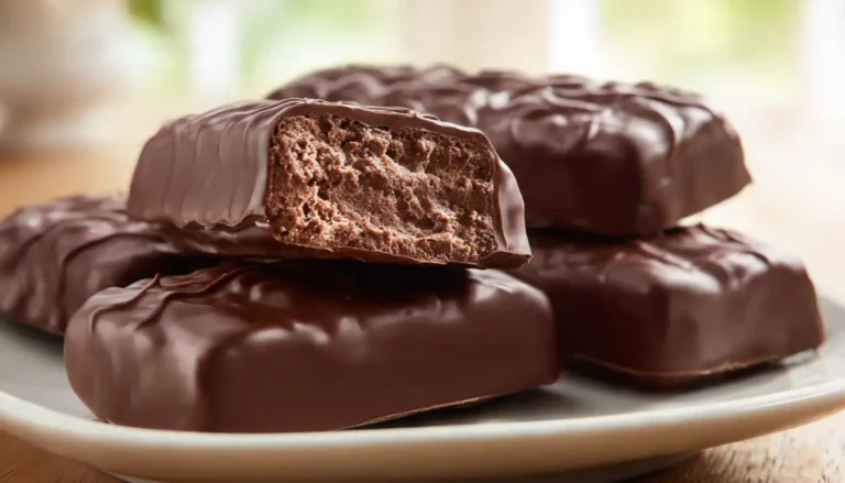 Homemade chocolate candy bars with fluffy nougat filling - easy no-bake keto dessert recipe