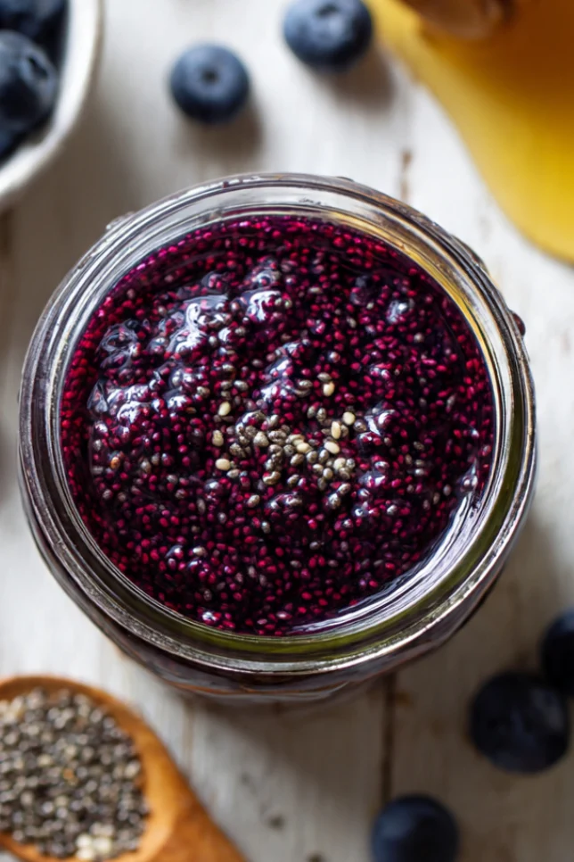 Enjoy homemade blueberry chia jam on whole grain toast for a nutritious, low-sugar breakfast. Perfect for meal prep and busy mornings