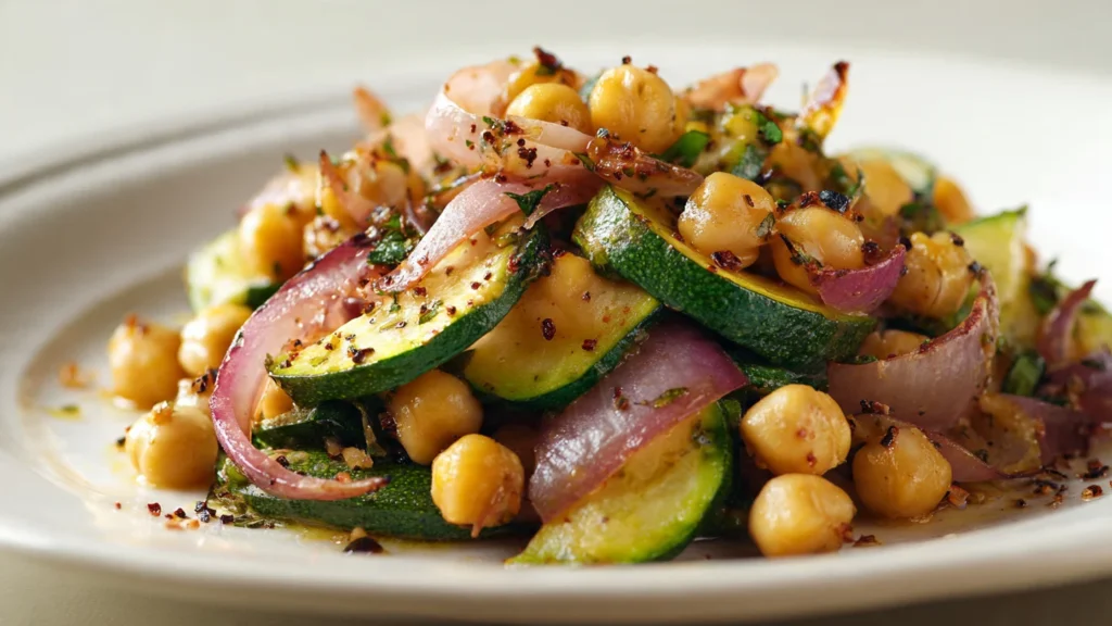 High-Protein Zucchini and Chickpea Skillet – Low-Calorie Vegetarian Dinner