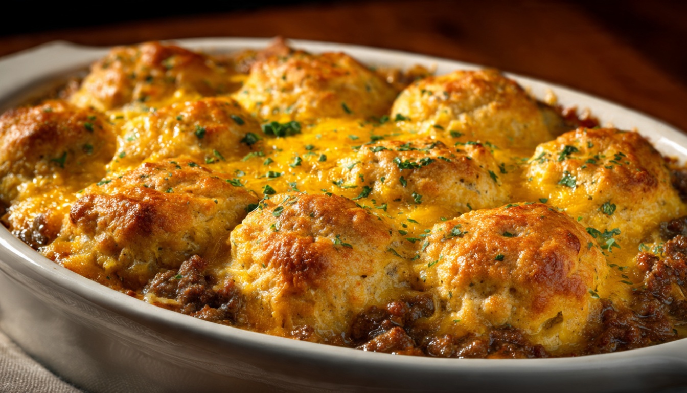 Cheddar Bay Hamburger Casserole