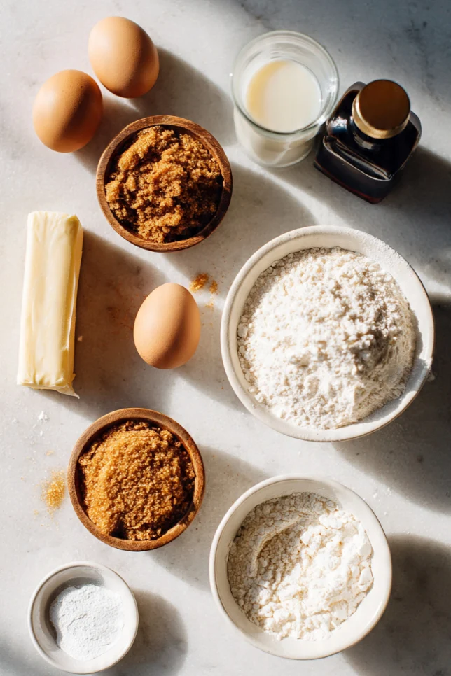 Ingredients for Catch A Husband Cake including butter, brown sugar, eggs, and buttermilk